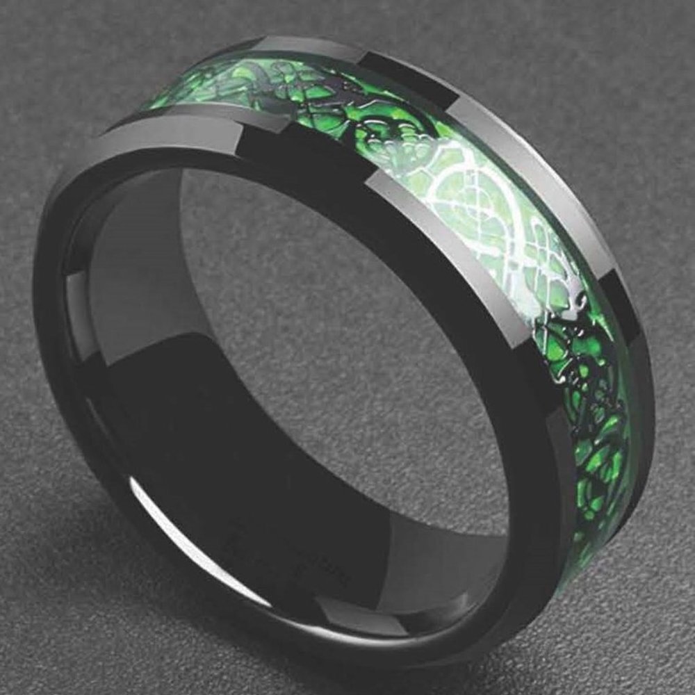 Flint Black Dragon Carbon Fiber Men's Ring